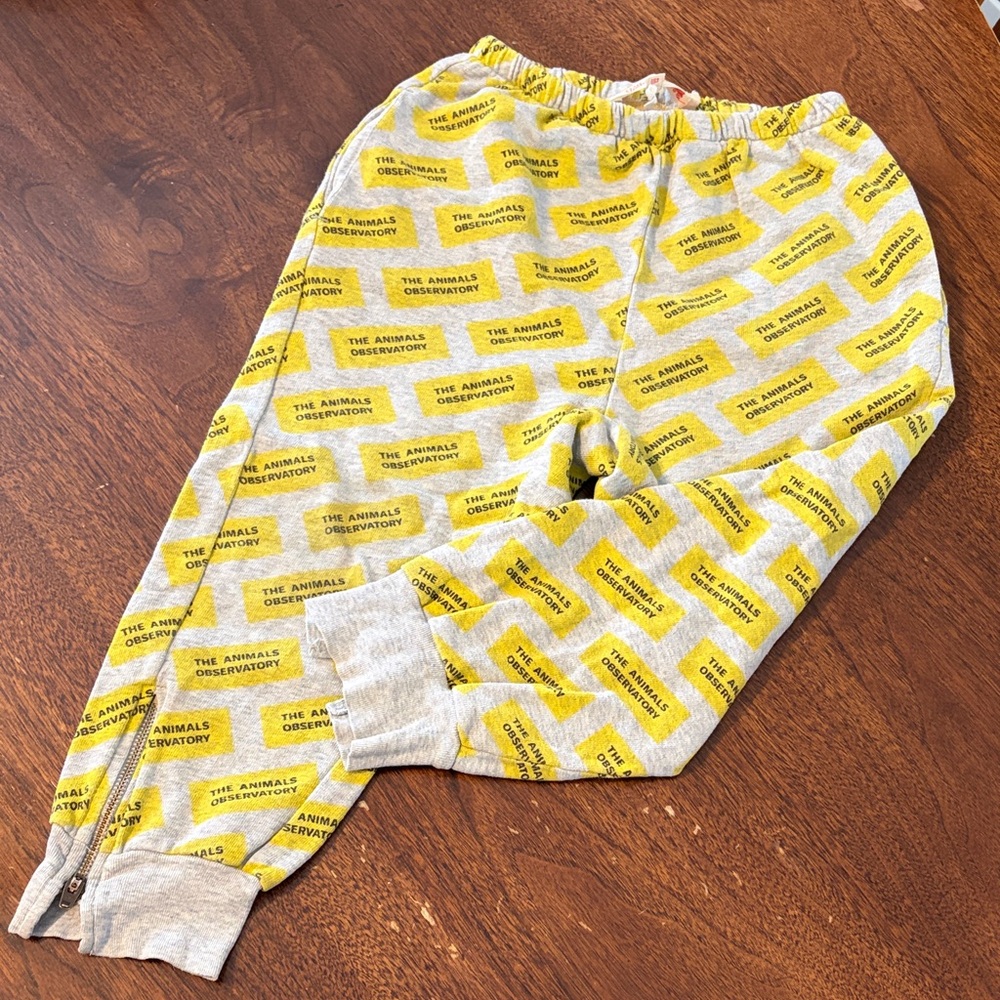The Animals Observatory Sweatpants Joggers Yellow/Gray with zippers Size 4T